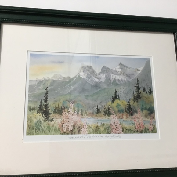 Marilyn Kinsella Framed Art Print ‘Fireweed & the Three Sisters‘ Signed - Picture 3 of 8